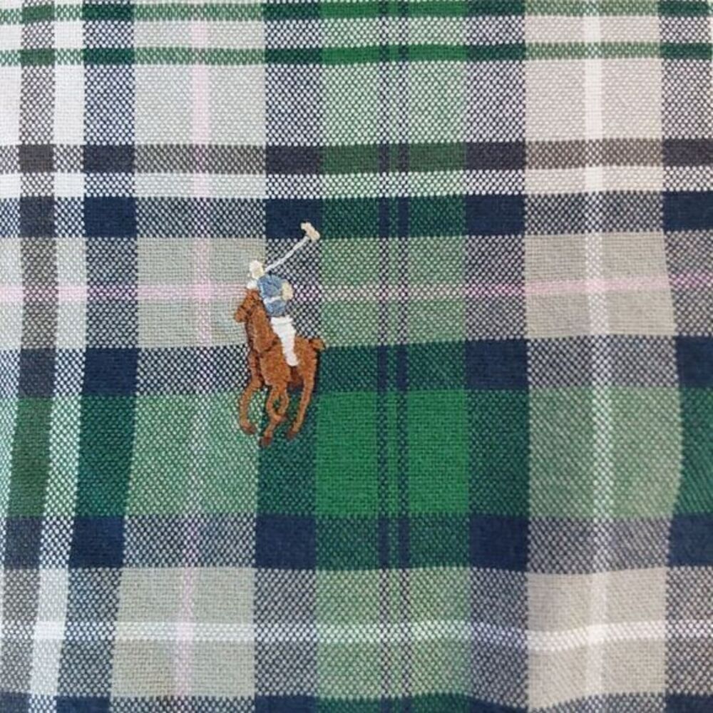 Ralph Lauren Men Button Down Long Sleeve Flesh Pony Plaid Causal XL Dress Shirt